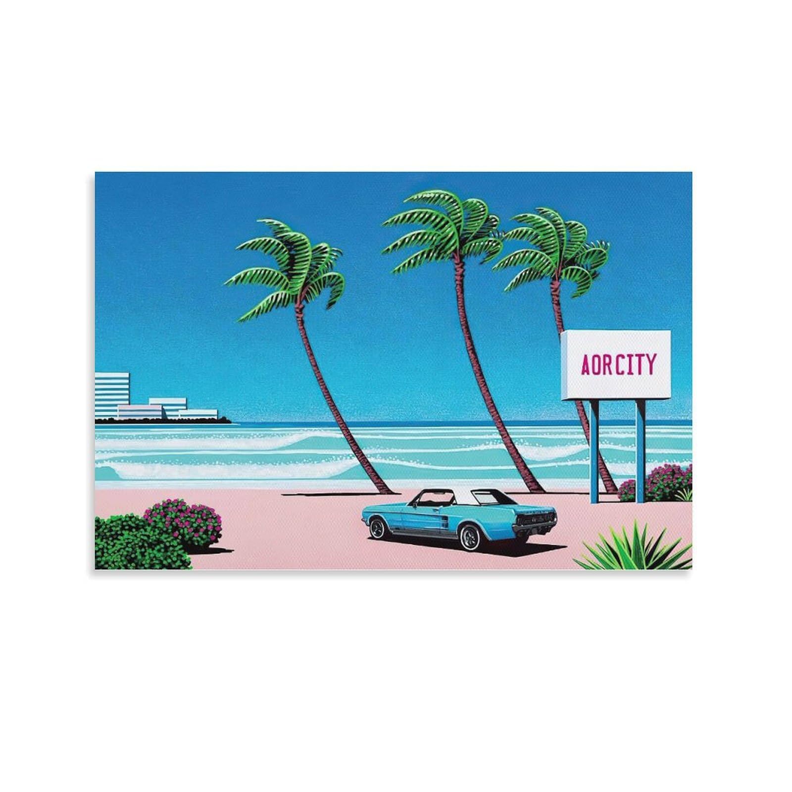 Amazon.co.jp: 永井博 夏の風景と車画家ポスター クール ポスター